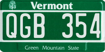 VT license plate QGB354
