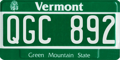 VT license plate QGC892