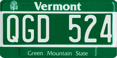 VT license plate QGD524