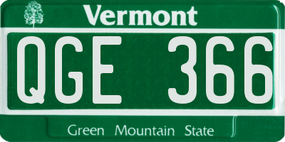 VT license plate QGE366