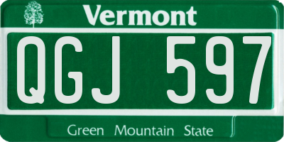 VT license plate QGJ597