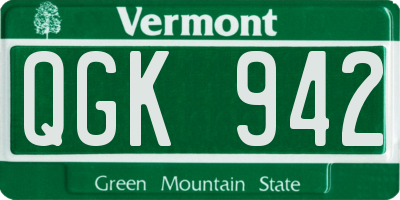 VT license plate QGK942