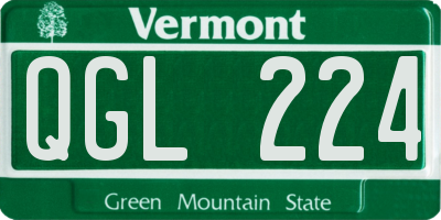 VT license plate QGL224