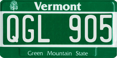 VT license plate QGL905