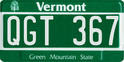 VT license plate QGT367
