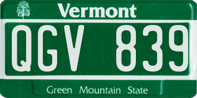 VT license plate QGV839
