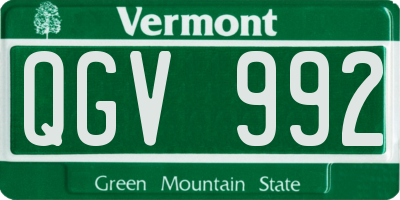VT license plate QGV992