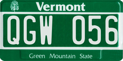 VT license plate QGW056