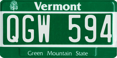 VT license plate QGW594