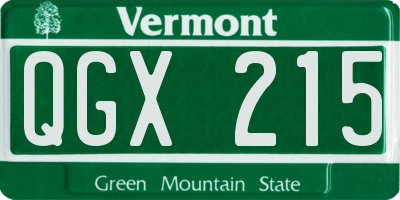 VT license plate QGX215
