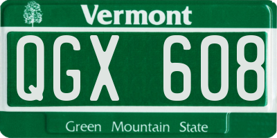 VT license plate QGX608