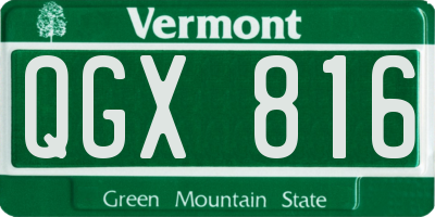 VT license plate QGX816