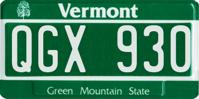 VT license plate QGX930