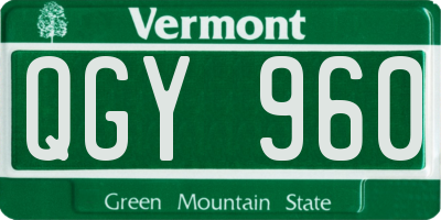 VT license plate QGY960