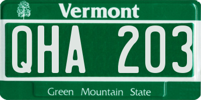 VT license plate QHA203