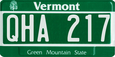 VT license plate QHA217