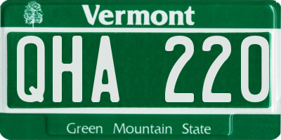 VT license plate QHA220