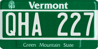 VT license plate QHA227
