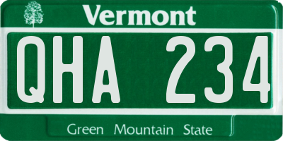 VT license plate QHA234