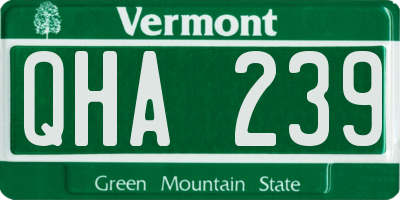 VT license plate QHA239
