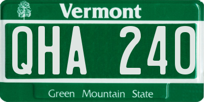 VT license plate QHA240