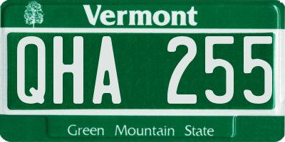 VT license plate QHA255