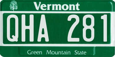 VT license plate QHA281