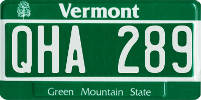 VT license plate QHA289
