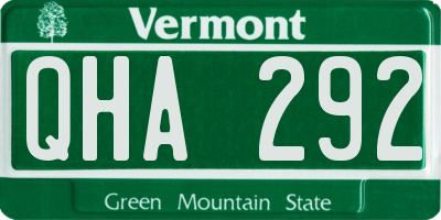 VT license plate QHA292