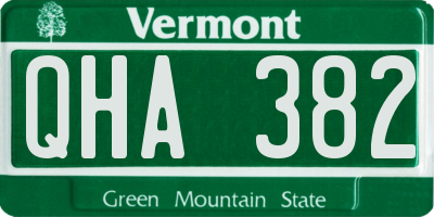 VT license plate QHA382