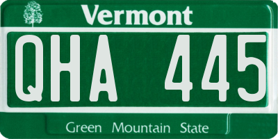 VT license plate QHA445