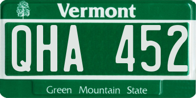 VT license plate QHA452