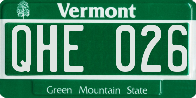 VT license plate QHE026