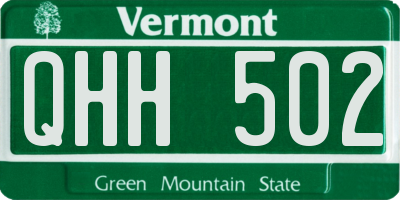 VT license plate QHH502