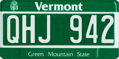 VT license plate QHJ942