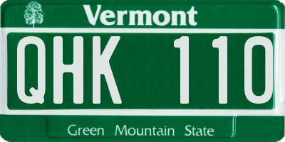 VT license plate QHK110