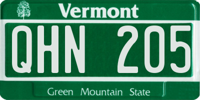 VT license plate QHN205