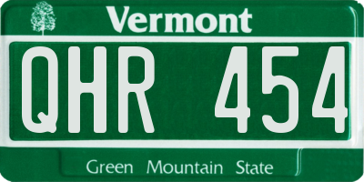 VT license plate QHR454