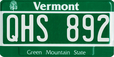 VT license plate QHS892
