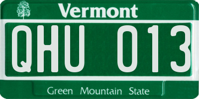 VT license plate QHU013