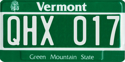 VT license plate QHX017
