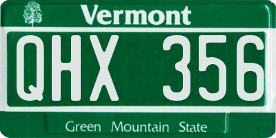 VT license plate QHX356
