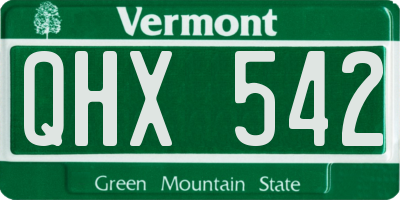 VT license plate QHX542