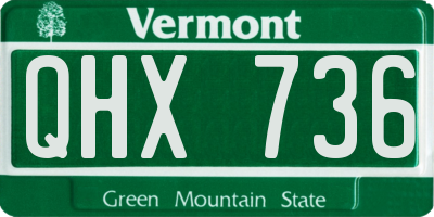 VT license plate QHX736