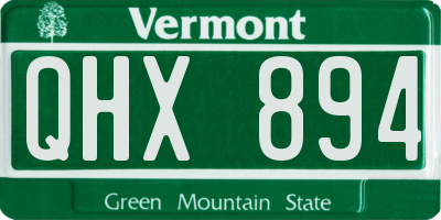 VT license plate QHX894