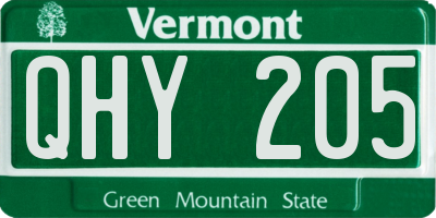 VT license plate QHY205