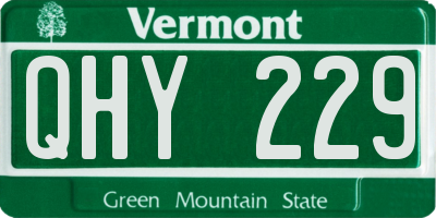 VT license plate QHY229
