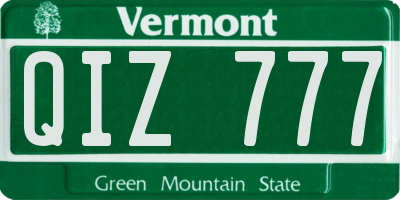 VT license plate QIZ777