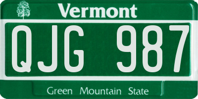 VT license plate QJG987