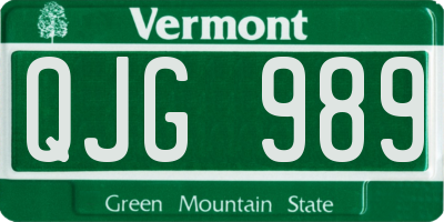 VT license plate QJG989